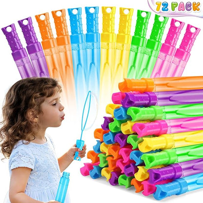 OCHIDO 72 Pcs Bubble Wand in 6 Colors, Bubble Wands Bulk for Kids Party Favors, Bubbles Party Favors for Summer Toys Gift, Indoor Outdoor Activity, Birthday Party, Wedding, Goodie Bags Stuffers