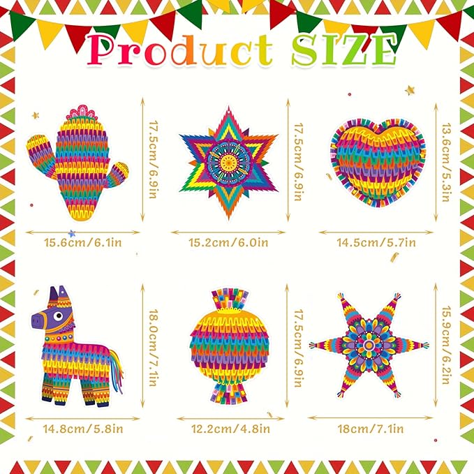 Mexican Fiesta Hanging Swirls - 30 Pcs Cinco De Mayo Decorations Ceiling Hanging Streamers for Mexican Fiesta Cactus Themed Birthday Baby Shower Party Decorations
