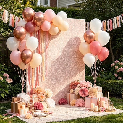 CVPARTON Retro Blush Pink Balloons 55 Packs 12 Inch Dusty Pink Metallic Chrome Rose Gold Nude Ivory White Balloons for Birthday Girls Boho Baby Shower Bridal Shower Wedding Themed Princess Party