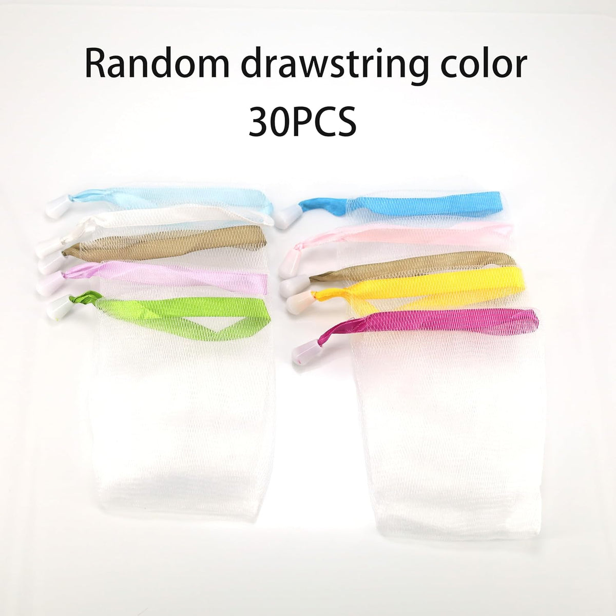 30 Pack Mesh Soap Bag, Small Soap Pouch Saver Bar Soap Sack with Drawstring for Foaming and Drying - Multi-colors