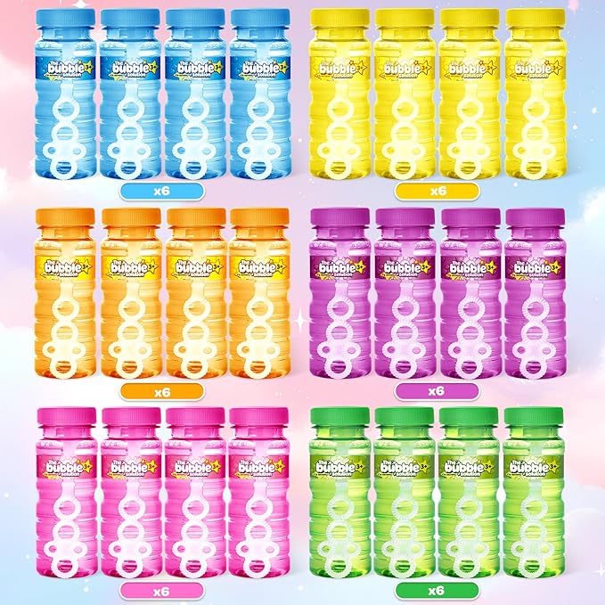 OCHIDO 36 Pcs Bubble Bottles with Wand, Bubbles Party Favors for Summer Outdoor & Indoor Activity, Bubble Wands Bulk for Birthday Party Supplies, Summer Toys Gift, 4oz Bubbles Solution in 6 Colors