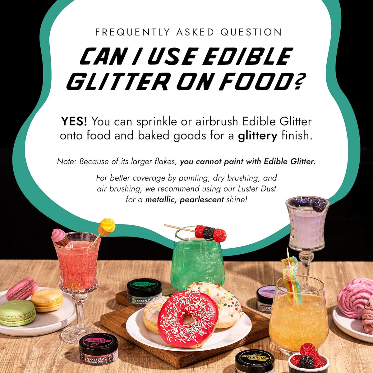 Monégasque Mint Green Edible Glitter for Drinks 10g – Edible Glitter for Cakes & Cocktails – Green Food Coloring Spray for Cake Decorations