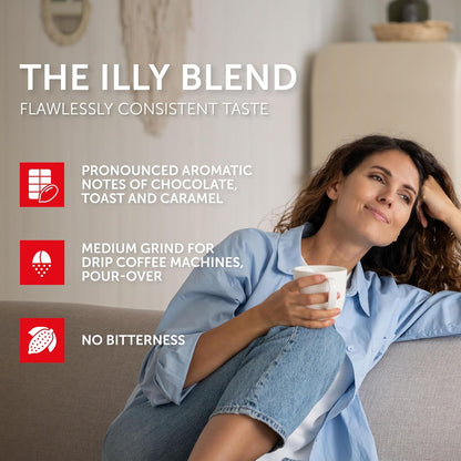 illy Ground Drip Coffee, Intenso Dark Roast, 8.8 oz, 6 Pack | 100% Arabica, Premium Italian Coffee, Pre-Ground for Drip Brewers