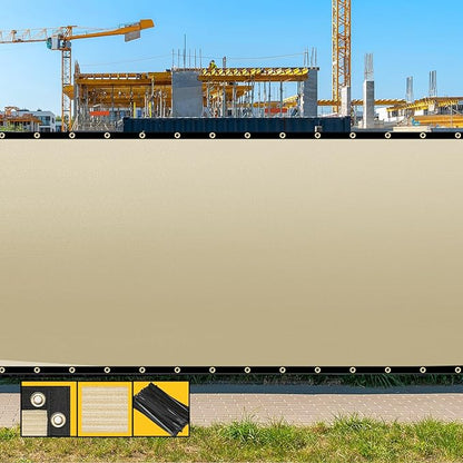 Customized 8' x 117' Beige Fence Privacy Screen,with Bindings & Grommets,Heavy Duty for Gardens,Backyard,Patio,Tennis Court,Pool,Construction Project, We Make Custom Sizes