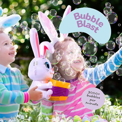 ArtCreativity Bunny Bubble Machine for Toddlers - Bunny Rabbit Bubble Blower Machine Toy for Kids with Refill Solutions, Music, & Batteries - Animal Party Favors and Activities for Girls and Boys