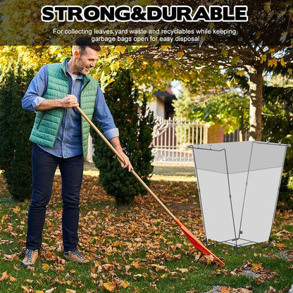 2 pcs Metal Trash Bag Holder, Outdoor Metal Leaf Bag Holder Stand, Garbage Bag Frame Holder for 30-45 Gallon Bags, for Yard Camping Garden Lawn Party Supplies