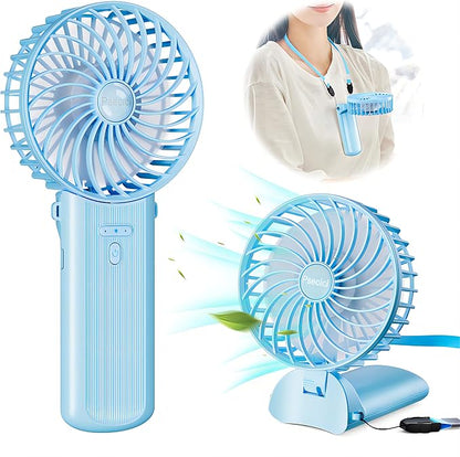 Psecici Handheld Fan, Mini Portable Personal Fan with lanyard, 4 Speeds Level 180° Foldable Design for Desk/Travel/Office/Outdoor