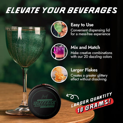 Monégasque Emerald Green Edible Glitter for Drinks 10g – Green Edible Glitter for Cakes & Cocktails