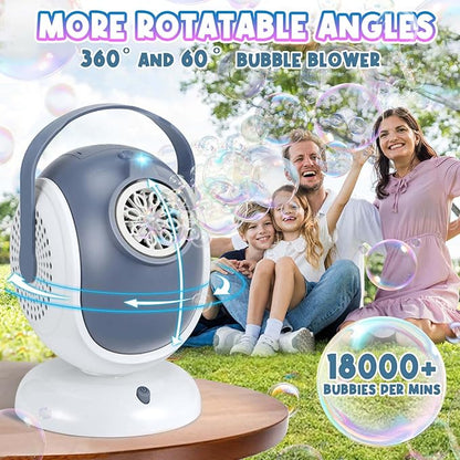 Bubble Machine for Kids: Automatic Bubble Blower 60° 360° Auto Rotatable Bubble Machines for Parties Outdoor Bubble Machine Bubble Toys for Outdoor Wedding Birthday Party Gifts