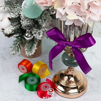 Rainbow Ribbon Pack 1 Inch Assorted Colorful Bulk Double Faced Rainbow Satin Ribbon Set for Crafts, Gift Wrapping, Easter, Baby Shower, Birthday, Fiesta Party, School, Wedding Decor, Hair Bows - 30Yds