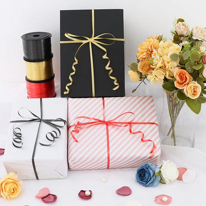 TONIFUL 300 Yards Curling Ribbon-Balloon Ribbon-Balloon String for Art&Craft Decor,Gift Wrapping,Ribbons and Bows for Christmas New Year Birthday Gifts Graduation Supplies (Black Red Gold)
