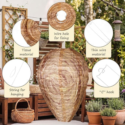 Honoson 12 Pcs Waterproof Hanging Lantern for Home Garden Yard Outdoors (Sandy Brown)