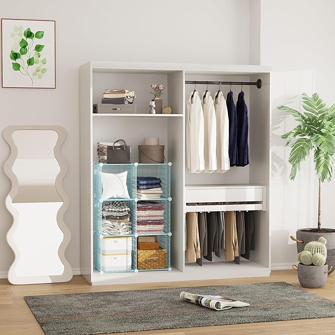 C&AHOME Wire Cube Storage, 6 - Cube Organizer Metal C Grids, Modular Shelves Units, Closet Organizer, Ideal for Home, Office, Living Room, 36.6”L x 12.4”W 36.6”H, Blue UWCS3006B