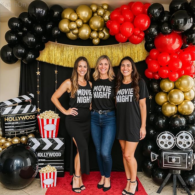Katchon, Red Black and Gold Balloon Arch Kit - Huge, Pack of 90 | Black Red and Gold Balloons for Anniversary, Wedding and Birthday Decorations | Wedding Decor