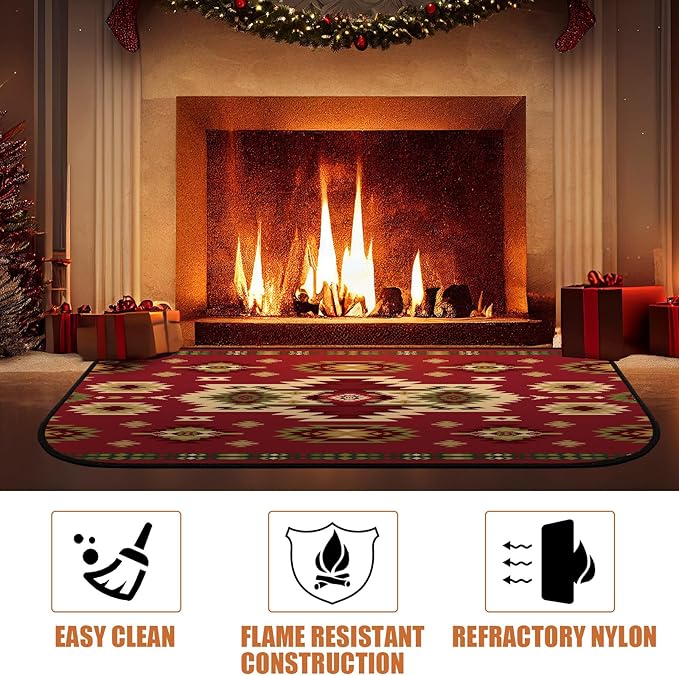 Demissle Cabin Fireplace Hearth Rug Fireplace Mats Cabin Southwestern Fireproof Rug Fire Resistant Mat for Wood Stove Floor for Kitchen Indoor Outdoor(27 x 48 Inch,Kawaii)