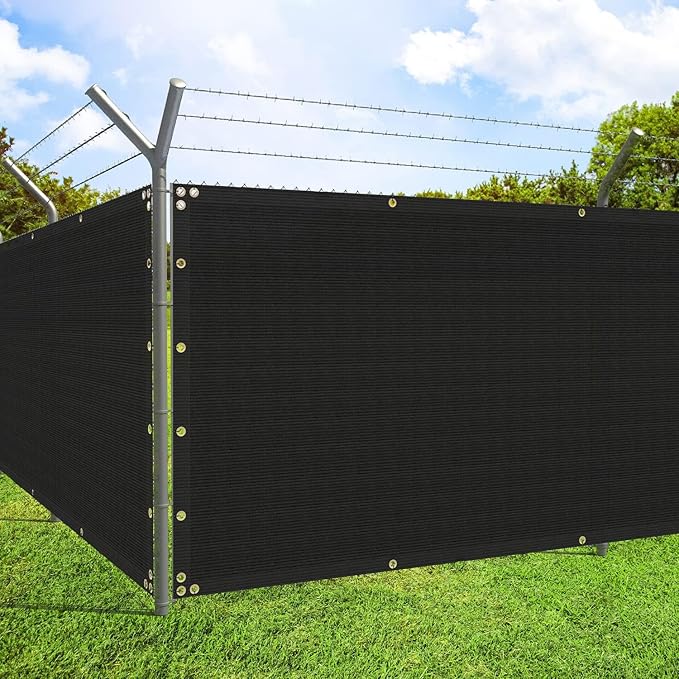 ECOOPTS 4'x217' Privacy Fence Screen Windscreen with Copper Grommets, Fit for Commercial Fence and Residential Garden Outdoor 90% UV Blockage, Cable Zip Ties Included (Black)
