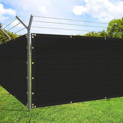 ECOOPTS 4'x217' Privacy Fence Screen Windscreen with Copper Grommets, Fit for Commercial Fence and Residential Garden Outdoor 90% UV Blockage, Cable Zip Ties Included (Black)