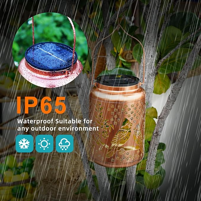 Mothers Day Gifts Cardinal Solar Lanterns Outdoor Waterproof, 14.6'' Large Solar Lamps, Upgraded 2000mAH Battery, Metal Birthday Gifts for Women Mom Grandma, Garden Yard Patio Decor