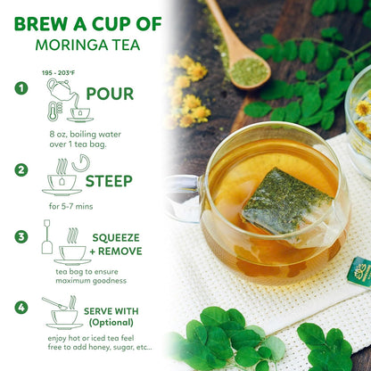 Indochine Blends, 50 Tea Bags, Hibiscus Tea Bags for High Blood Pressure, Herbal Tea Bags, Caffeine-Free, No Sugar, Vegan, Supports Heart Health and Relaxation, Loose Hibiscus Flowers, All Natural Hibiscus Flowers Ingredients (50 Tea Bags, Moringa Tea)