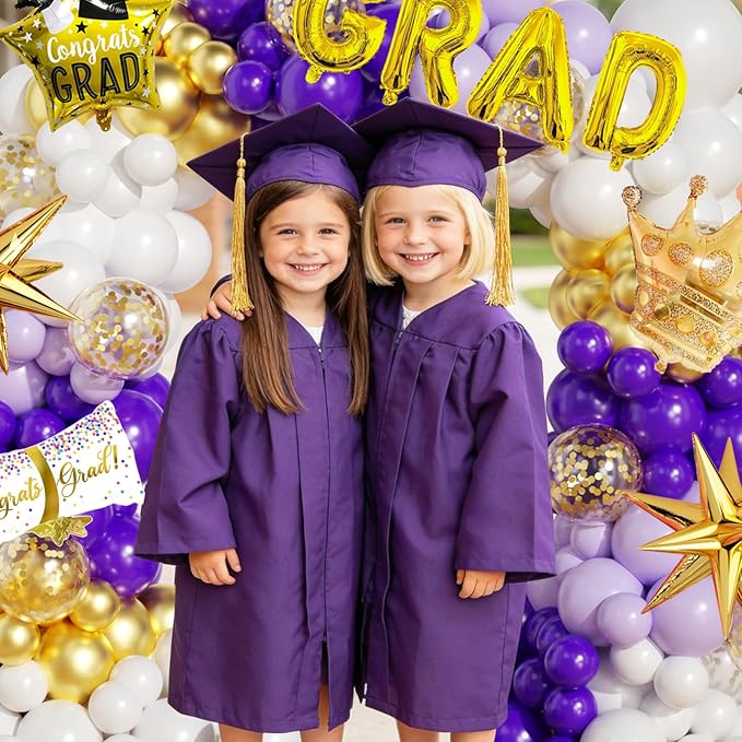 Graduation Balloon Arch Garland Kit Purple Gold White Graduation Decorations 2026 for College High School Class of 2026 Grad Party Prom Decor