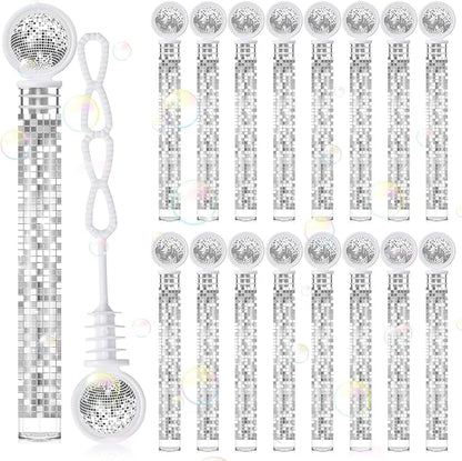 JellyArch 48 Pcs Disco Wedding Party Favors Bubbles Wands Bulk with Disco Balls Top and Stickers Party Favors Supply Bubble Wands for Summer Birthday Wedding Gift Outdoor Indoor Activity
