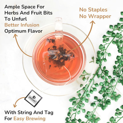 Brewix, Sour Apple Hibiscus Tea Bags (25 Pyramid Tea Bags) Caffeine-Free Herbal Tea, Apple, Hibiscus, Rosehip, Refreshing Wellness Brew for Any Mood