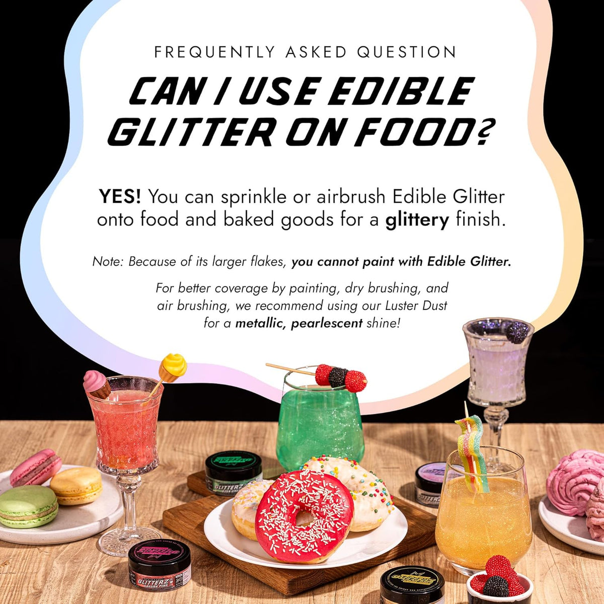 Monégasque Magic Rainbow Edible Glitter for Drinks 10g – Edible Glitter for Cakes & Cocktails – Cocktail & Drink Shimmer Powder