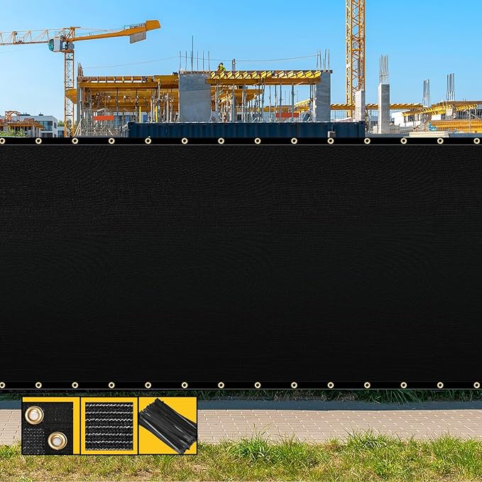 Customized 8' x 24' Black Fence Privacy Screen,with Bindings & Grommets,Heavy Duty for Gardens,Backyard,Patio,Tennis Court,Pool,Construction Project, We Make Custom Sizes