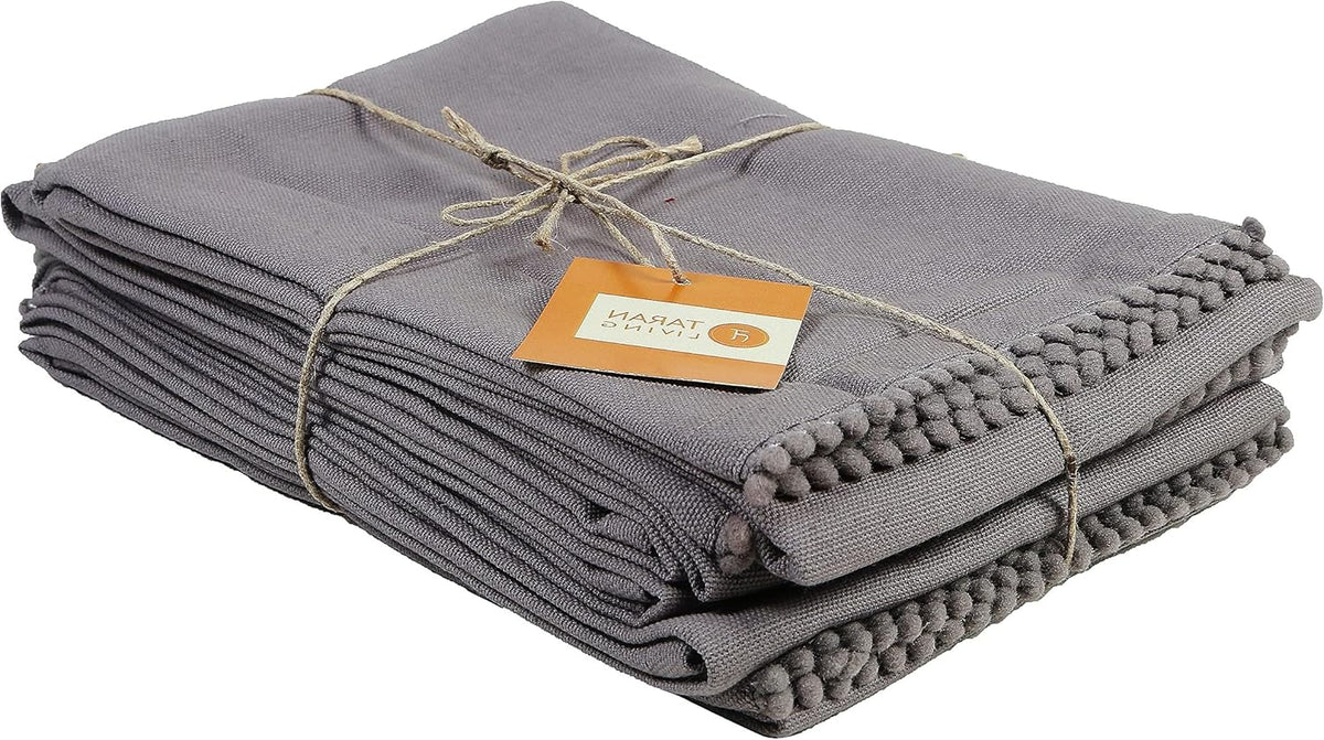 Taran Living Hand Towels 100% Cotton Solid Kitchen Dish Cloths 18"x 28", Grey, Pack of 6 Decor Kitchen Hand Towel Reusuable Dish Towel for Cleaning &