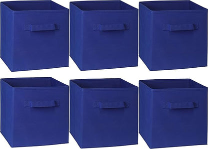 Simple Houseware Foldable Cube Storage Bins, 11-Inch Dark Blue, 6-Pack Fabric Cubes Organizer for Closet or Shelves