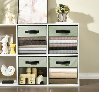 DECOMOMO Kallax Storage Cubes, 13x15x13 Storage Cube Bins with Window, Baskets for Organizing Shelves (Kallax / 4pcs, Green)