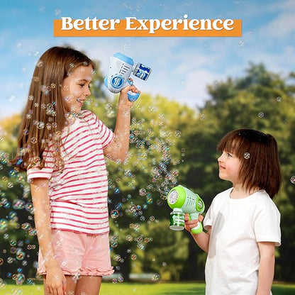 JOYIN 32 oz Bubble Concentrated Solution Refills, 2 Packs Bubble Guns with 4 Bottles Bubble Refill, 10 Holes Light Up Automatic Bubble Gun Machine for Kids, Outdoors, Summer Toys, Gift, Party Favors