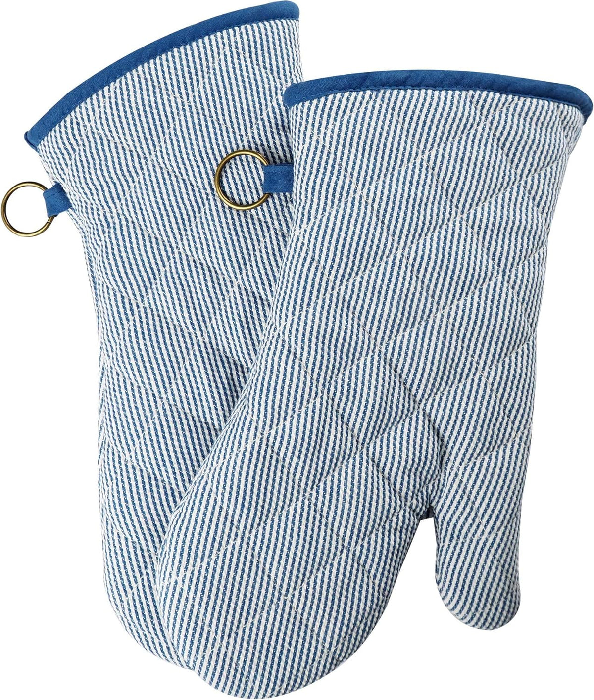 1 Pair Yarn Dyed Oven Mitts 100% Cotton Heat Resistant 470 Degree Gloves Men Women Cooking Baking Barbecue BBQ Microwave Crafting Machine Washable