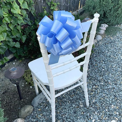 Light Blue Ribbon Pull Bows - 9" Wide, Set of 6, Easter, Spring, Gift Bows, Presents, Birthday, Baby Shower, Basket, Decoration, Office, Classroom, Fundraiser, Wedding, Reception, School, Graduation