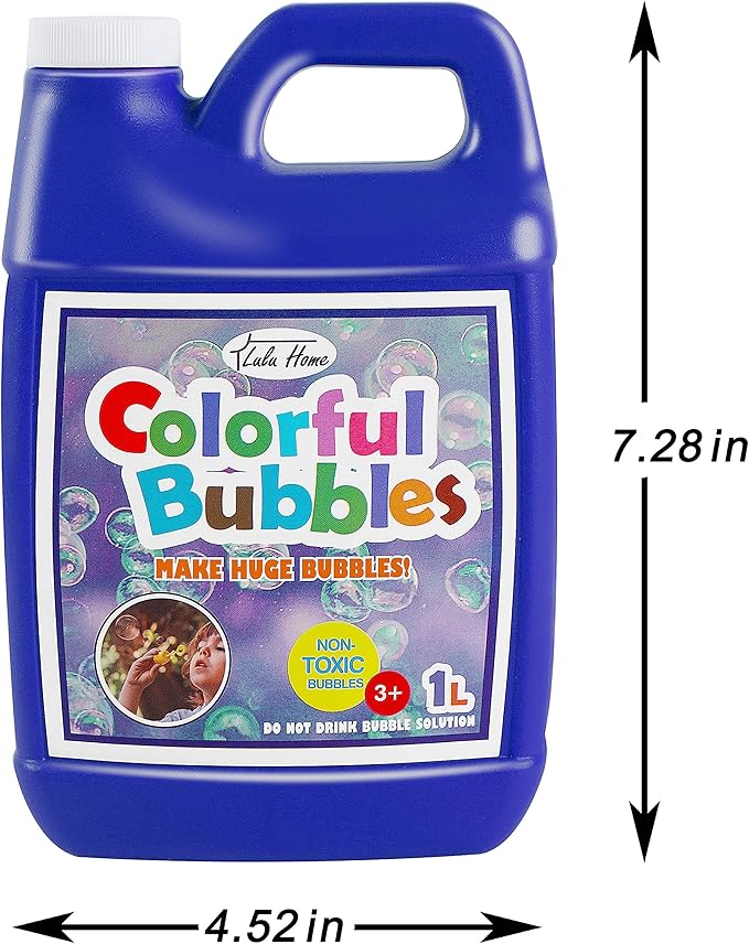 Lulu Home 2 Packs Bubble Concentrated Solution, 1 L/ 33.8 OZ Bubble Refill Solution for Kids Bubble Machine, Giant Bubble Wand, Bubble Blower Toys, Birthday Party Favors (Dark Blue Bottle)