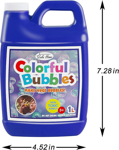 Lulu Home 2 Packs Bubble Concentrated Solution, 1 L/ 33.8 OZ Bubble Refill Solution for Kids Bubble Machine, Giant Bubble Wand, Bubble Blower Toys, Birthday Party Favors (Dark Blue Bottle)