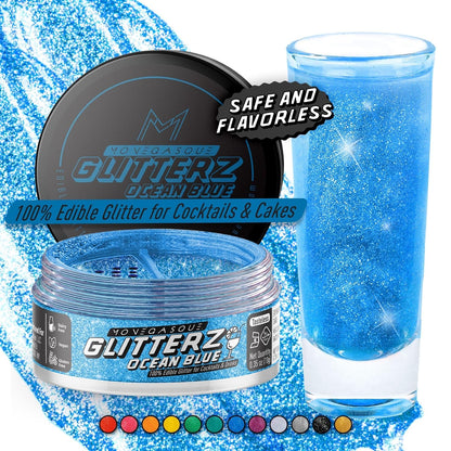 Monégasque Ocean Blue Edible Glitter for Drinks 10g – Blue Edible Glitter for Cakes & Beverage