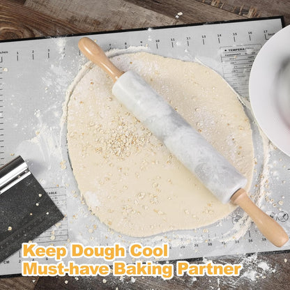 Koville African Natural Marble Rolling Pin, Non-Stick Polished Dough Roller, Pasta, Dumpling, Fondant, Pie Crust, Bread, Pizza Dough