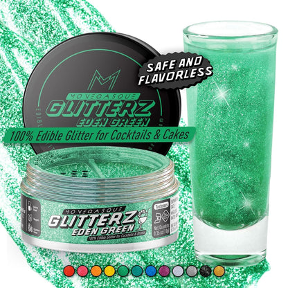 Monégasque Eden Green Edible Glitter for Drinks 10g – Edible Glitter for Cakes & Cocktails – Food Coloring Spray for Halloween Cake Decorations