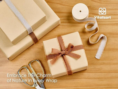 Vitalizart Fall Ribbon Cotton Handmade Fringe 5/8" x 21 Yd Terracotta Pure Natural Cotton Ribbons for Gift Wrapping Wedding Invites Bridal Shower Bouquets Holiday Decor