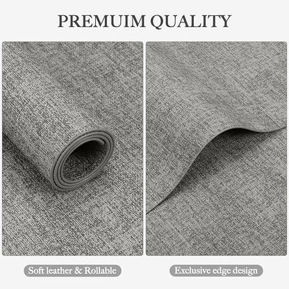 Faux Leather Heat Resistant Placemats Set of 8 – Waterproof Oilproof Wipeable Dining PU Vinyl Place Mat Easy Clean Table Mats for Kitchen/Dining/Party/Holiday, Light Grey