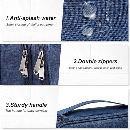 SELLYFELLY Electronic Bag Travel Cable Accessories Bag Waterproof Double Layer Electronics Organizer Portable Storage Case for Cable, Cord, Charger, Phone, Adapter, Power Bank, Kindle, Hard Drives