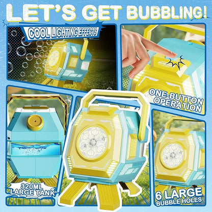Bubble Machine with Lights, Big Bubbles Bubble Maker Toys for Boys Kids & Toddler, 320ml Large Tank, Battery Operated Bubble Blower for Birthday Parties, Weddings, Indoor & Outdoor Play