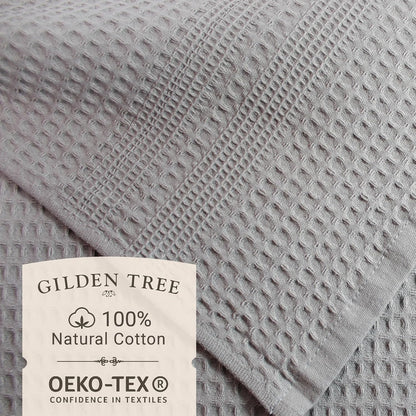 GILDEN TREE Waffle Towels for Bathroom, 100% Cotton Quick Dry Towel, Waffle Bath Towels Large, Absorbent Lightweight Travel Towel, Bath Towels Set of 2, Classic Style (Pewter)