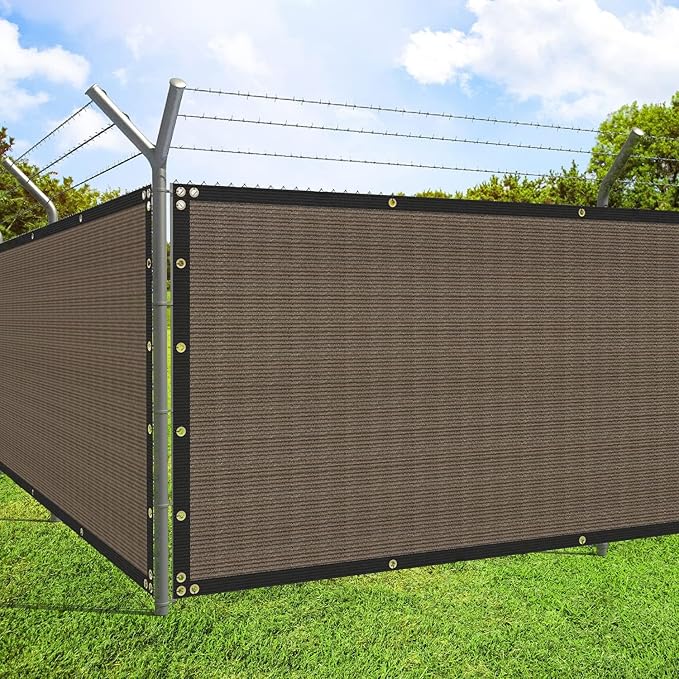 ECOOPTS 4'x156' Privacy Fence Screen Windscreen with Copper Grommets, Fit for Commercial Fence and Residential Garden Outdoor 90% UV Blockage, Cable Zip Ties Included (Brown)