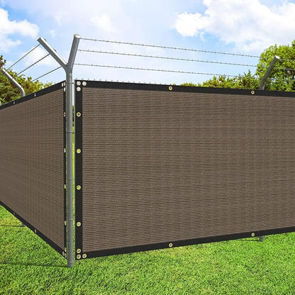 ECOOPTS 4'x146' Privacy Fence Screen Windscreen with Copper Grommets, Fit for Commercial Fence and Residential Garden Outdoor 90% UV Blockage, Cable Zip Ties Included (Brown)