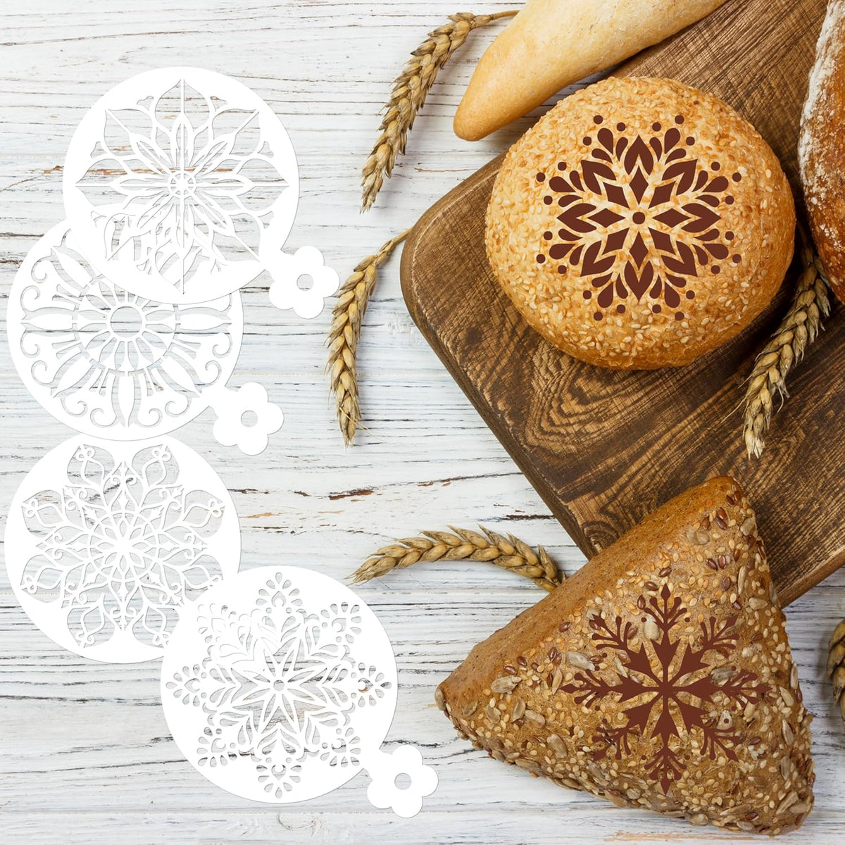 Coffee Latte Art Stencils - 25 Pcs Mandala Baking Stencils Decorating Template, Buttercream Sour Dough Bread Cookies Decorate Tools