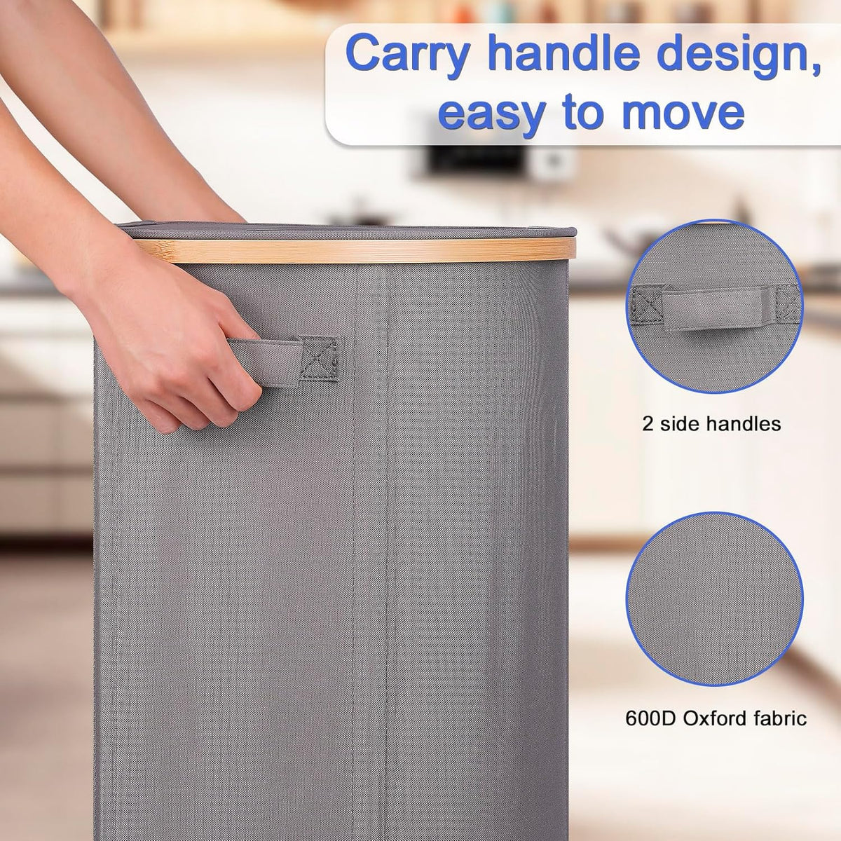 efluky Recycling Bin for Kitchen 100L, 26 Gallon Recycle Bins for Indoor Outdoor Home Use with 2 Removeable and Reusable Inner Bags, Tall Recycle bin for Bottle Can Plastice Stickers (Grey)