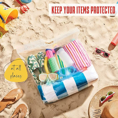 [ 25 BAGS ] JUMBO SIZE Travel Bags - With HANDLES - Heavy Duty Materials - DOUBLE ZIPPER TOP - 8 Gallon Bag Size 22" x 22" - Summer Travel, Picnics, Beach, Pool, Vacation, 25 pound Turkey Brining Bags