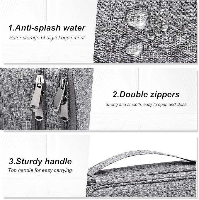SELLYFELLY Electronic Bag Travel Cable Accessories Bag Waterproof Double Layer Electronics Organizer Portable Storage Case for Cable, Cord, Charger, Phone, Adapter, Power Bank, Kindle, Hard Drives
